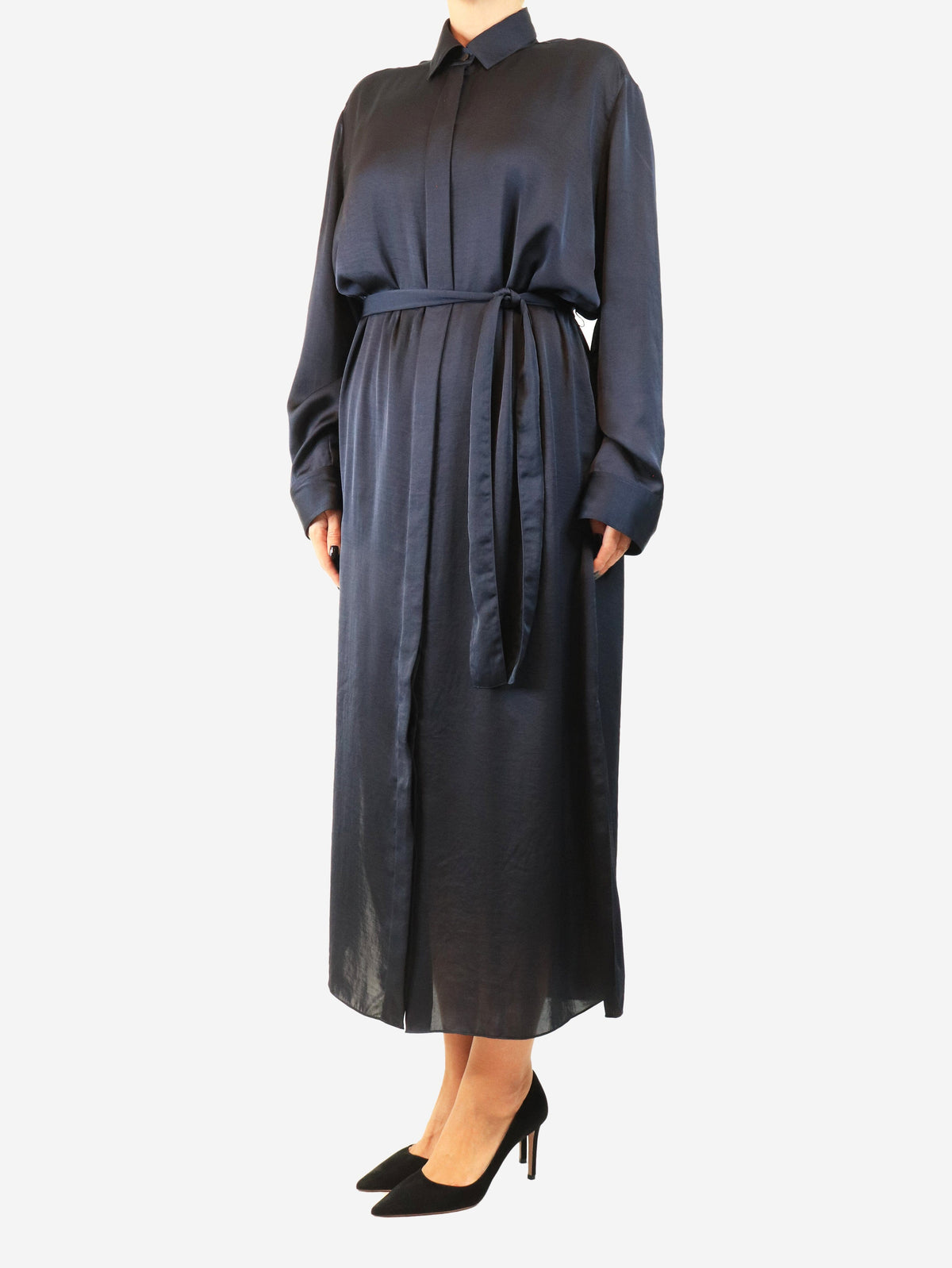 The Row Navy satin shirt dress - size UK 10 Dresses The Row 