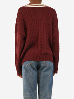 Burgundy cable-knit cricket jumper - size S Knitwear Brunello Cucinelli 