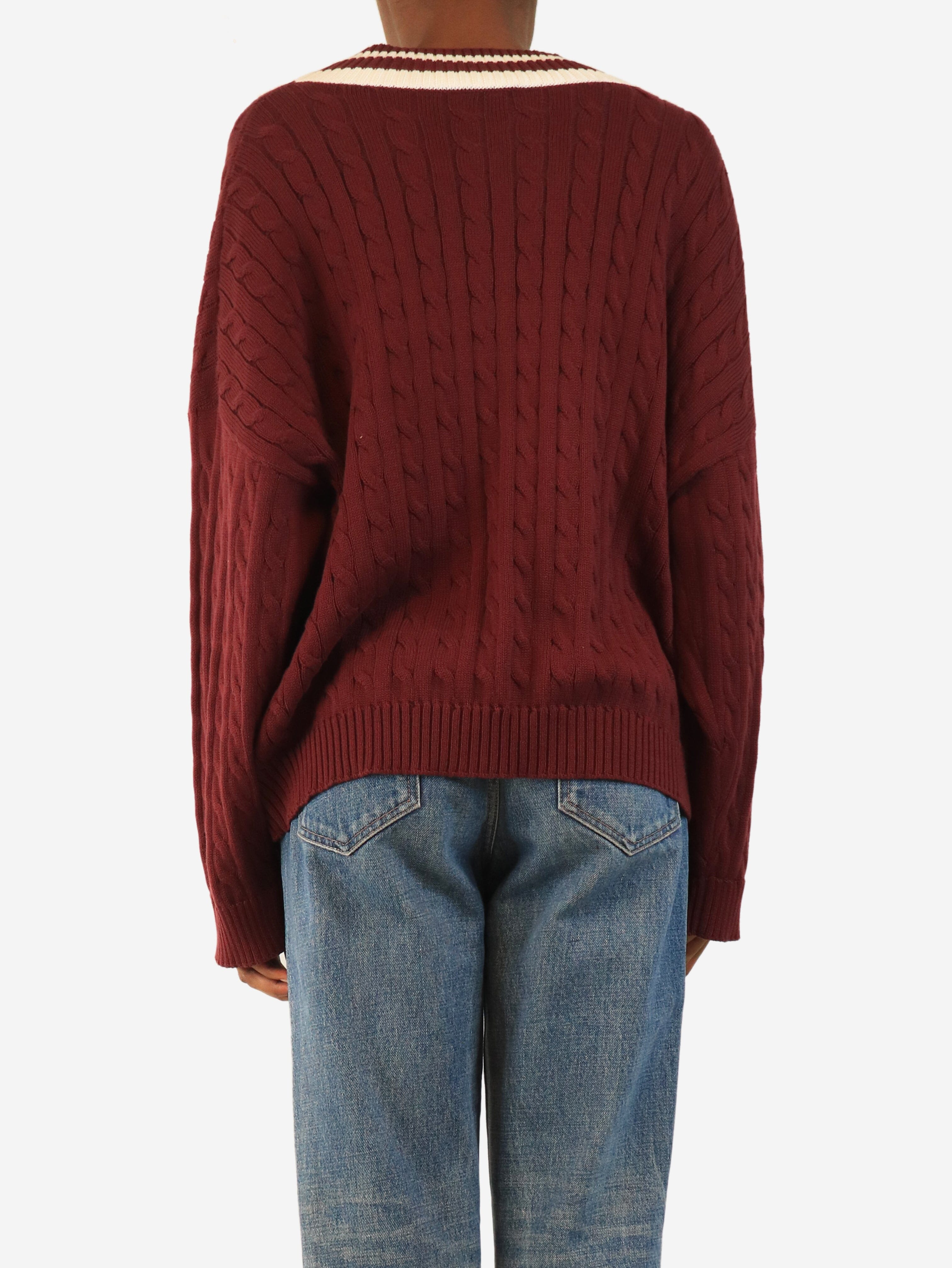 Burgundy cable-knit cricket jumper - size S Knitwear Brunello Cucinelli 