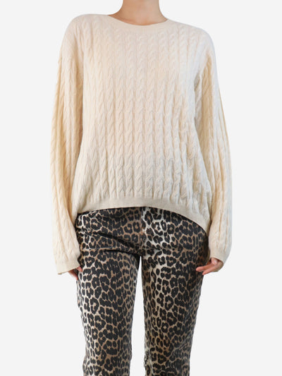 Cream ribbed v-neck jumper - size M Knitwear The Row 