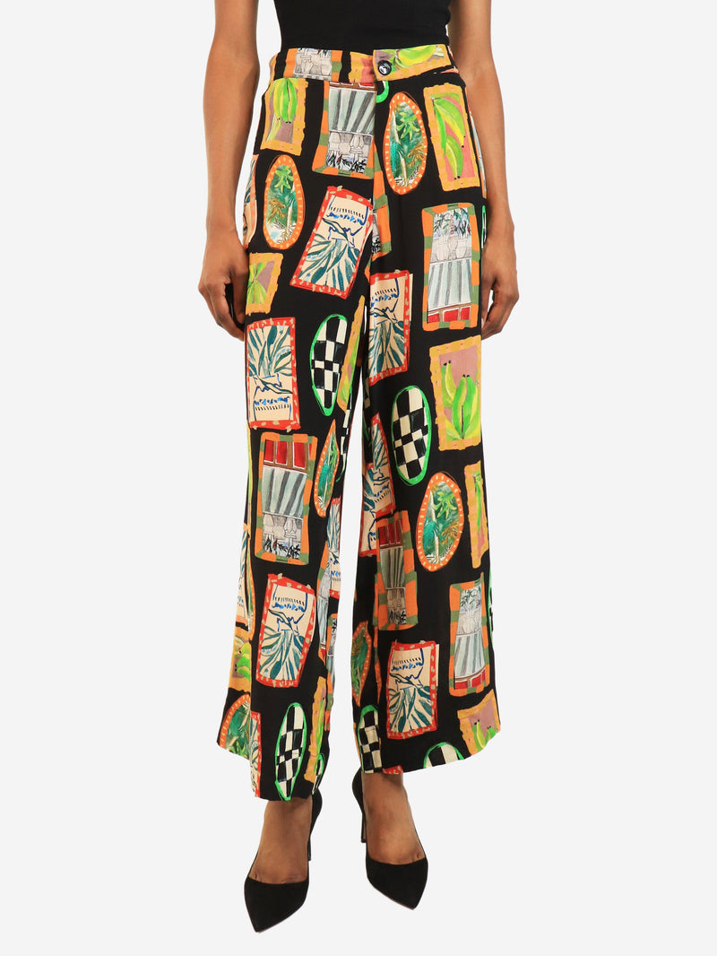 Black silk chiffon printed trousers - size XS Trousers BDLN 