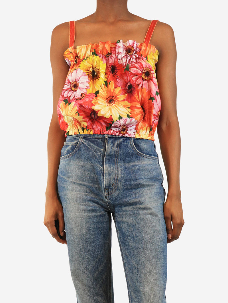 Multicolour floral printed sun top - size UK 6