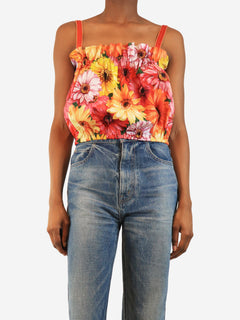 Multicolour floral printed sun top - size UK 6