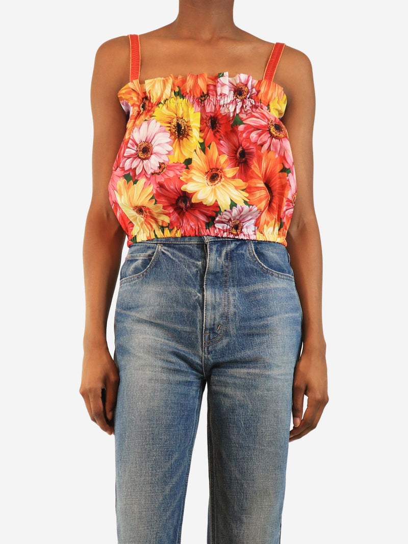 Multicolour floral printed sun top - size UK 6
