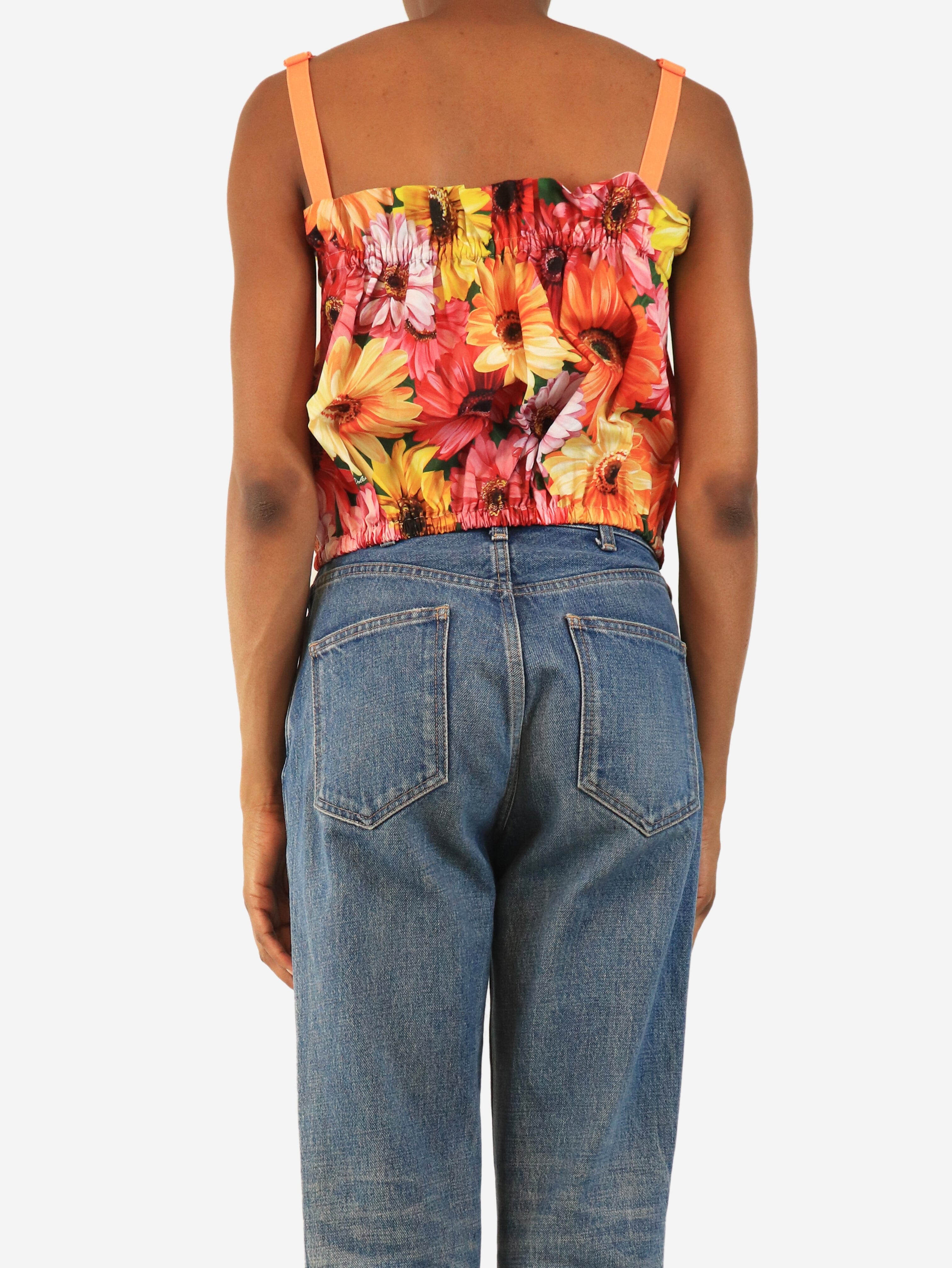 Multicolour floral printed sun top - size UK 6