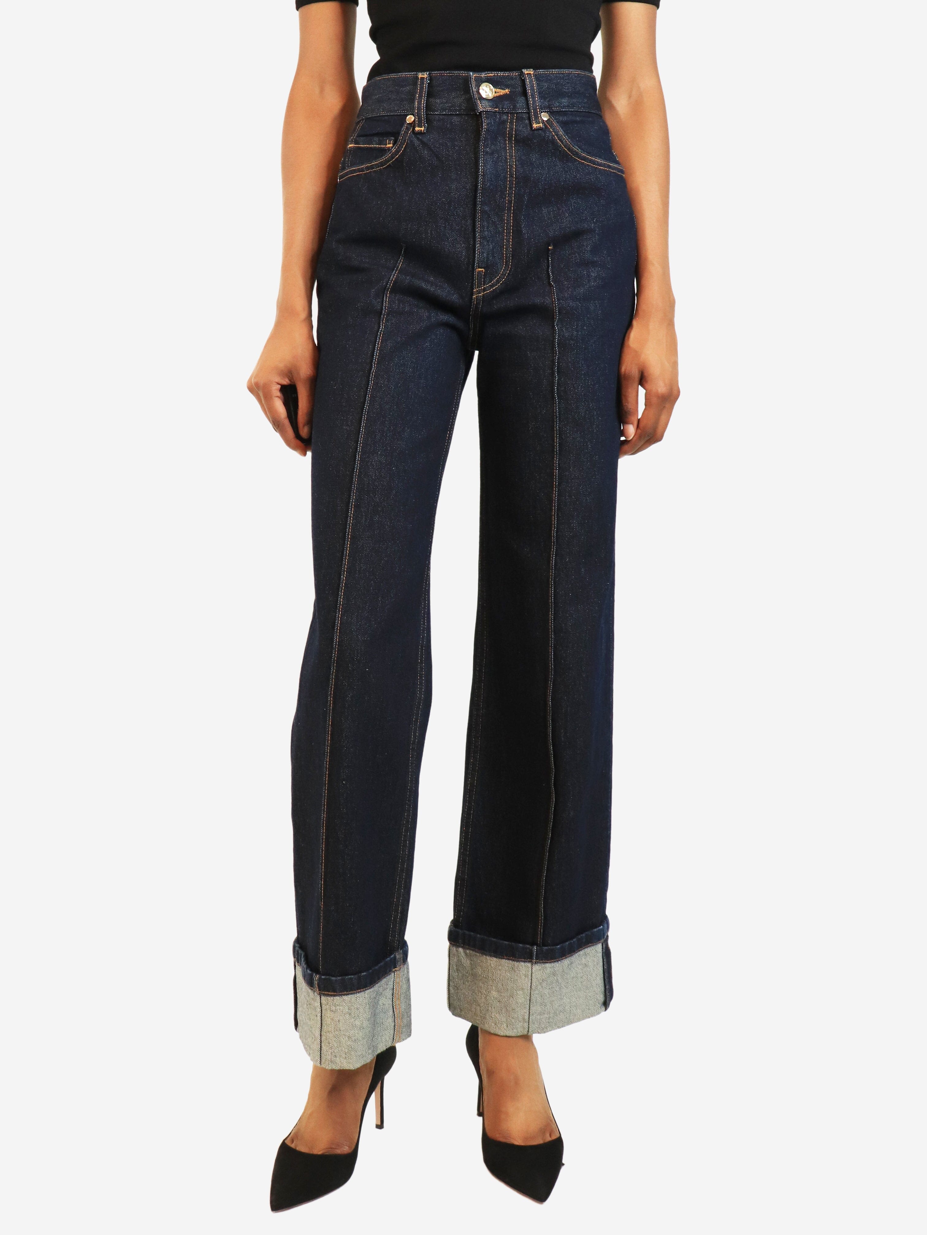 Indigo turn-up jeans - size UK 6
