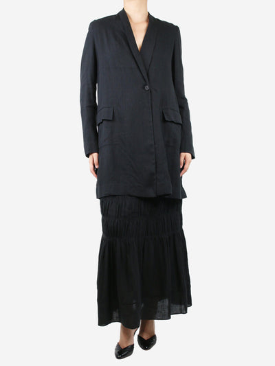 Black linen shirred midi skirt and coat set - size M Sets Morgane Le Fay 