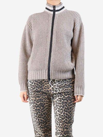 Neutral ribbed zip cardigan - size L Knitwear Brunello Cucinelli 