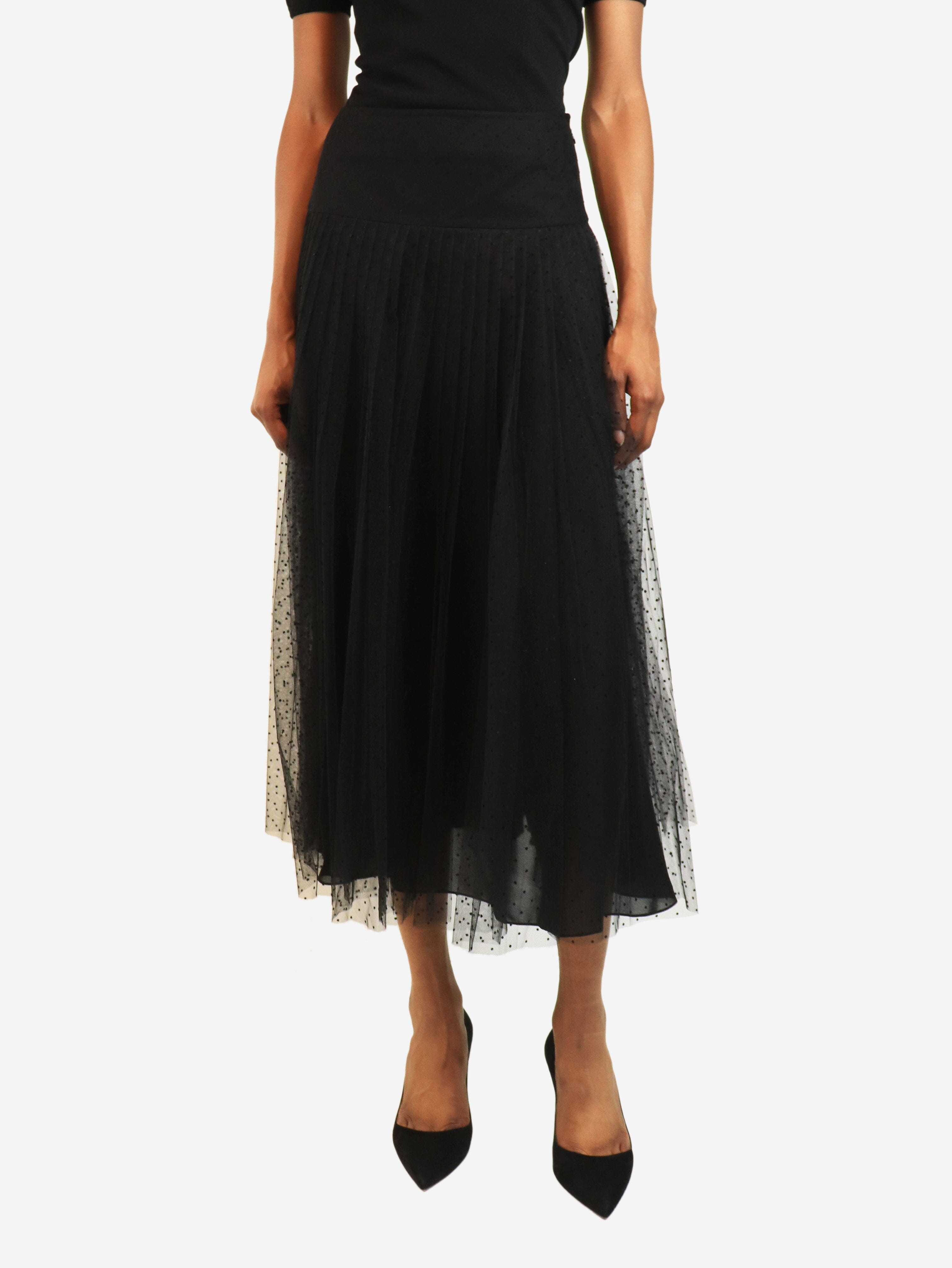 Black tulle polka-dot pleated midi skirt - size UK 8 Skirts Dior 