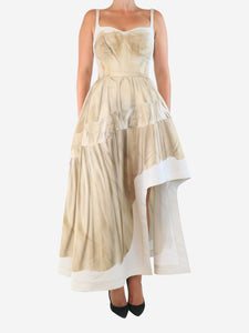 Alexander McQueen Calico Trompe L'oeil assymmmetric dress - size UK 10