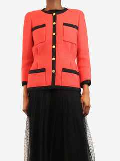 Red vintage tweed jacket - size UK 8