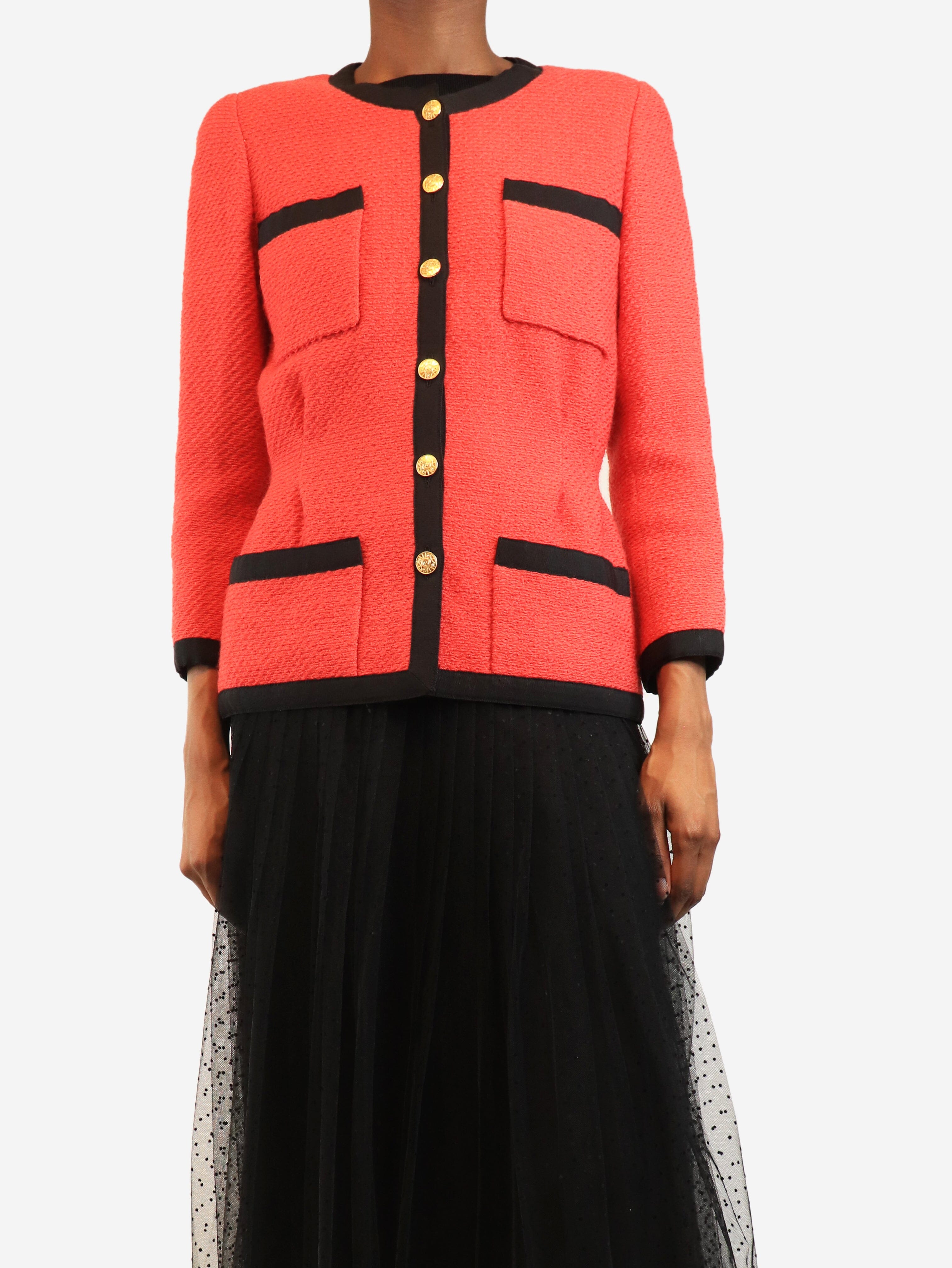 Red vintage tweed jacket - size UK 8