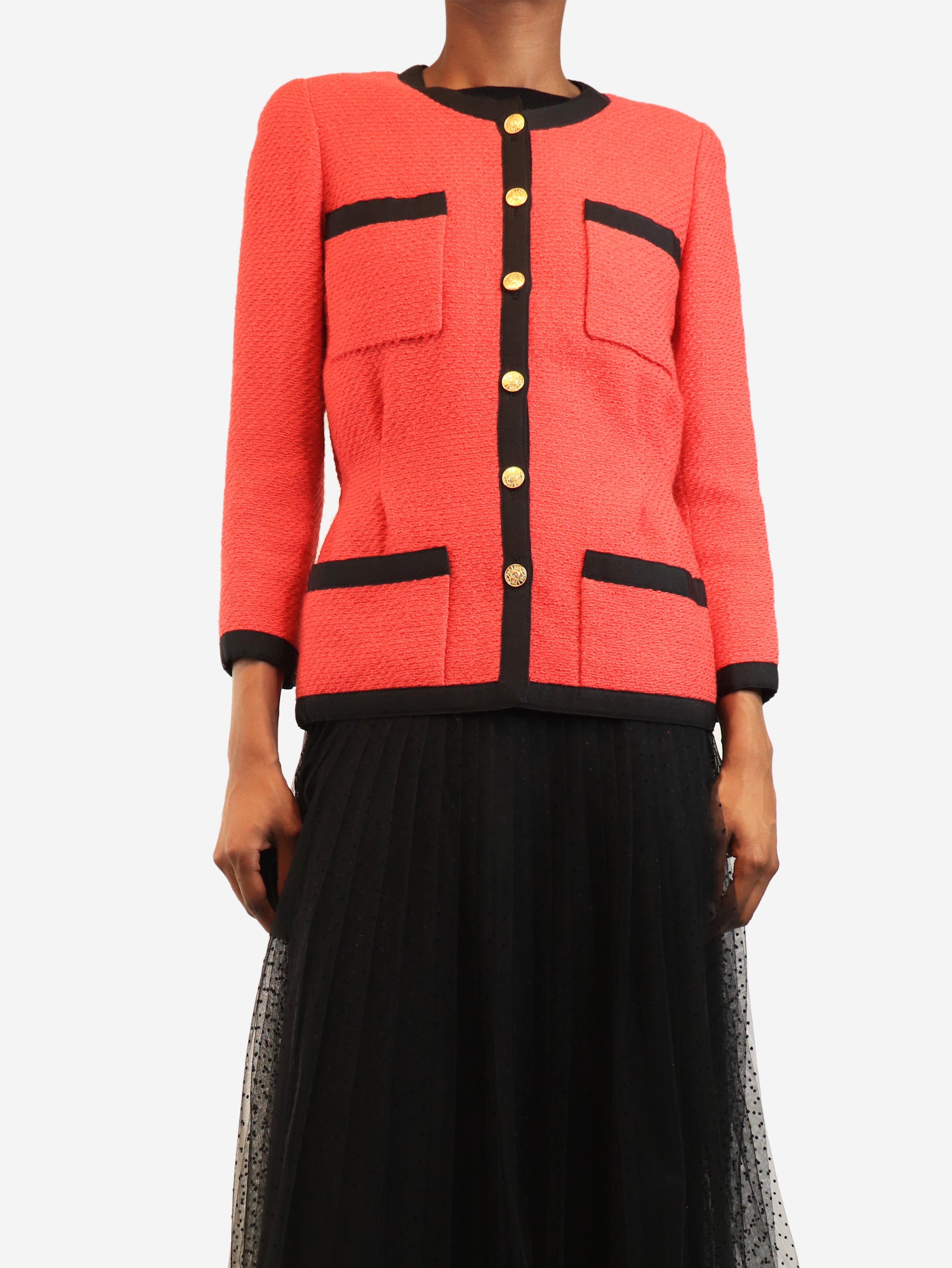 Red vintage tweed jacket - size UK 8