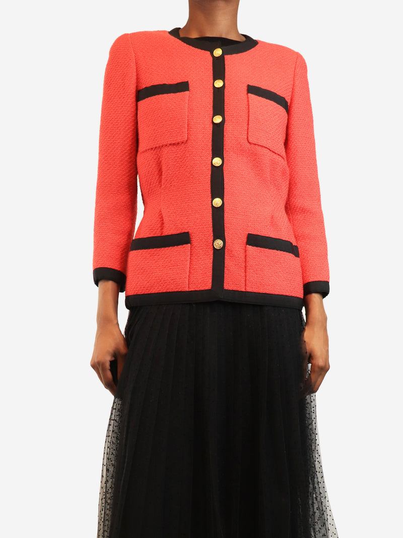 Red vintage tweed jacket - size UK 8