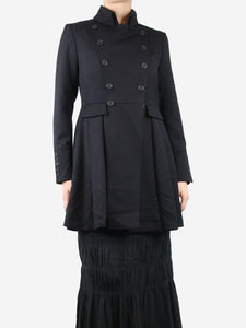 Moloh Black double-breasted wool pleated jacket - size UK 8