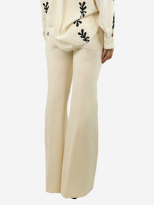 Gabriela Hearst Cream flared wool-blend trousers - size UK 10