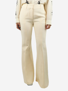 Gabriela Hearst Cream flared wool-blend trousers - size UK 10