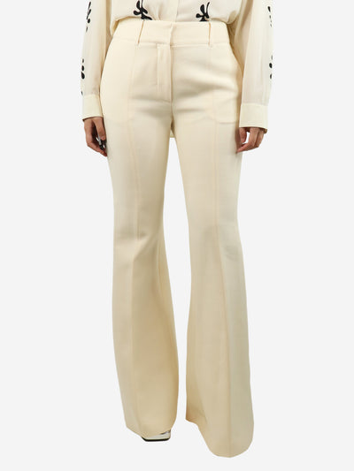 Cream flared wool-blend trousers - size UK 10 Trousers Gabriela Hearst 