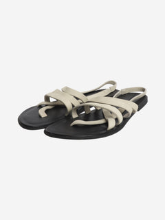 Bone grey line leather slingback sandals - size EU 37.5 Flat Sandals The Row 