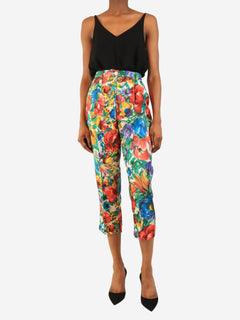 Multicolour silk floral printed trousers - size UK 6 Trousers Dolce & Gabbana 