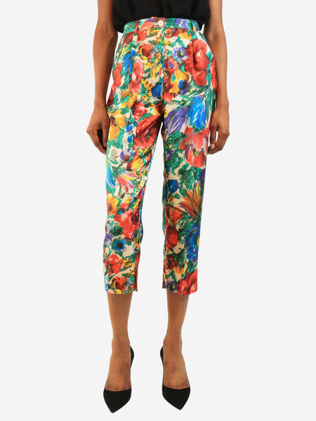 Multicolour silk floral printed trousers - size UK 6 product image
