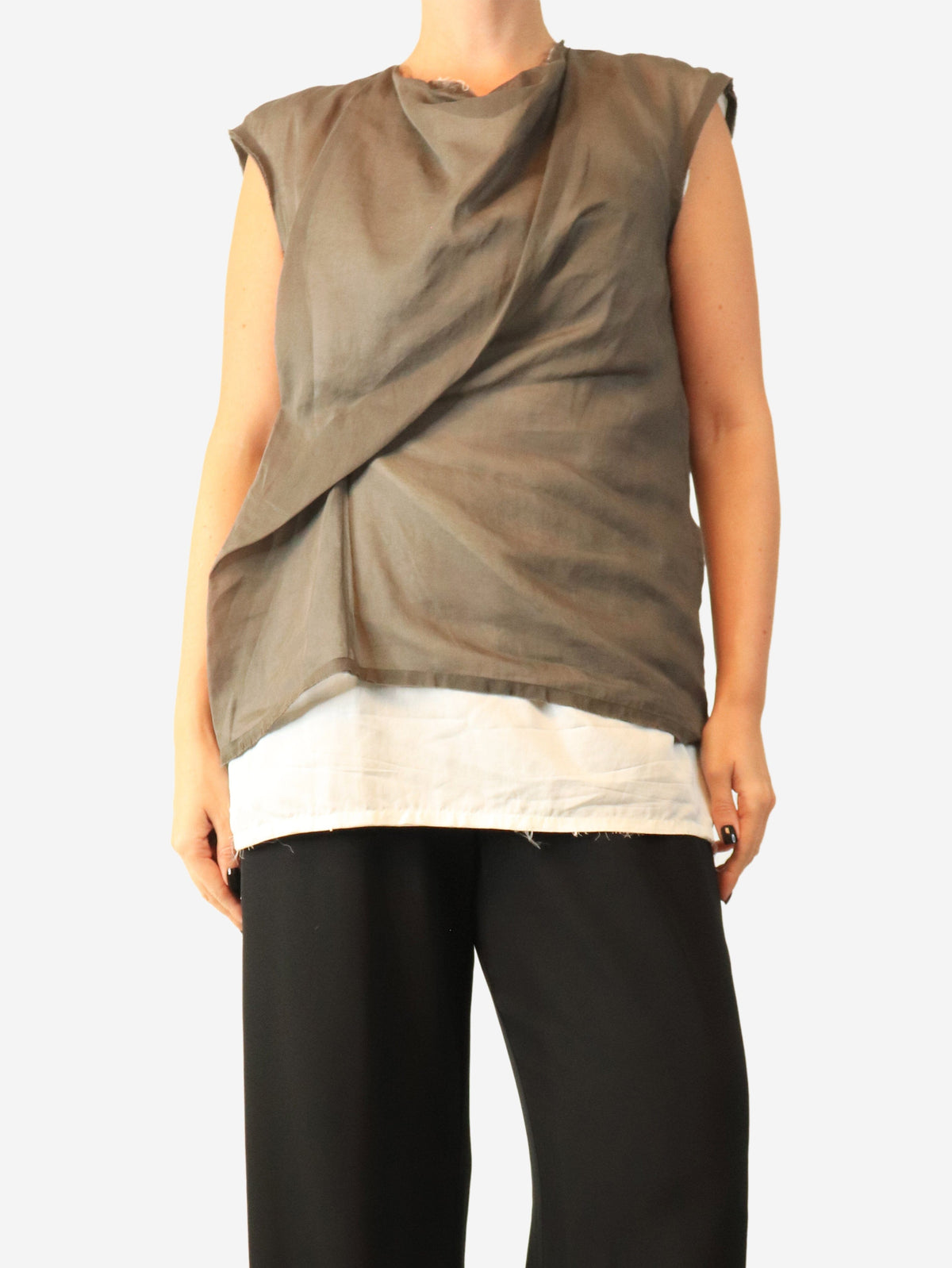 Taupe and off-white Inawa layered top - size UK 8 Tops The Row 
