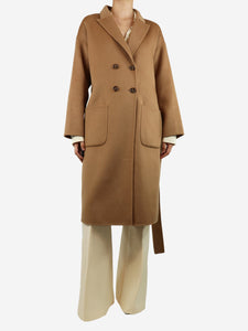 Anine Bing Tan belted wool-blend double-breasted coat - size S