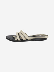 Bone grey line leather slingback sandals - size EU 37.5 Flat Sandals The Row 