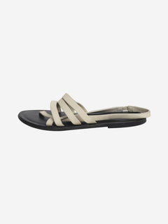 Bone grey line leather slingback sandals - size EU 37.5 Flat Sandals The Row 