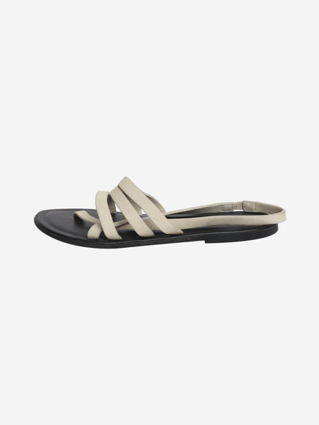 Bone grey line leather slingback sandals - size EU 37.5 product image