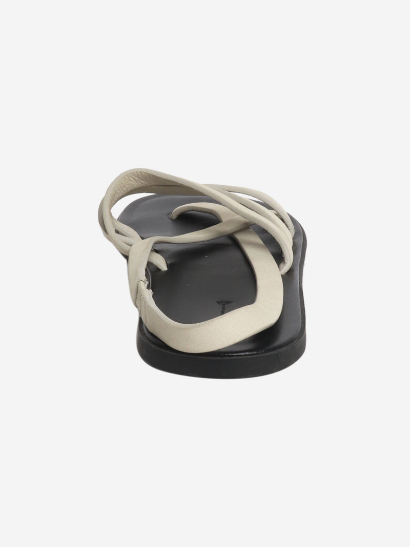 Bone grey line leather slingback sandals - size EU 37.5 Flat Sandals The Row 