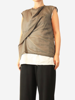 Taupe and off-white Inawa layered top - size UK 8 Tops The Row 