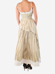 Alexander McQueen Calico Trompe L'oeil assymmmetric dress - size UK 10