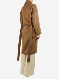 Anine Bing Tan belted wool-blend double-breasted coat - size S