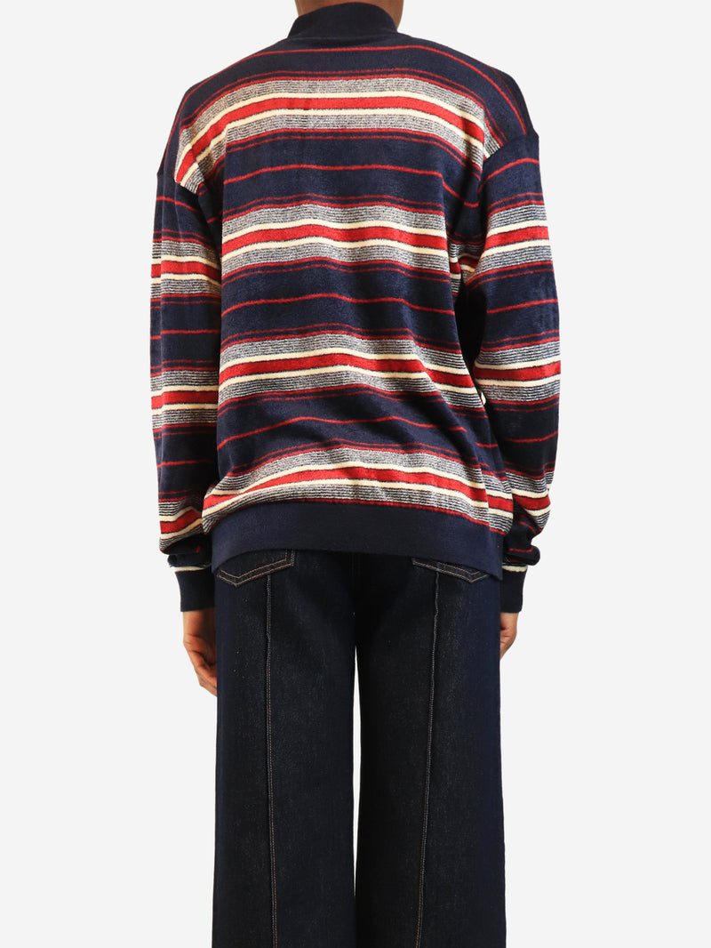 Navy chenille half-zipper sweater - size UK 4
