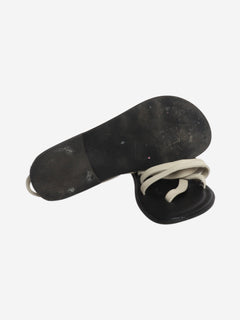 Bone grey line leather slingback sandals - size EU 37.5 Flat Sandals The Row 