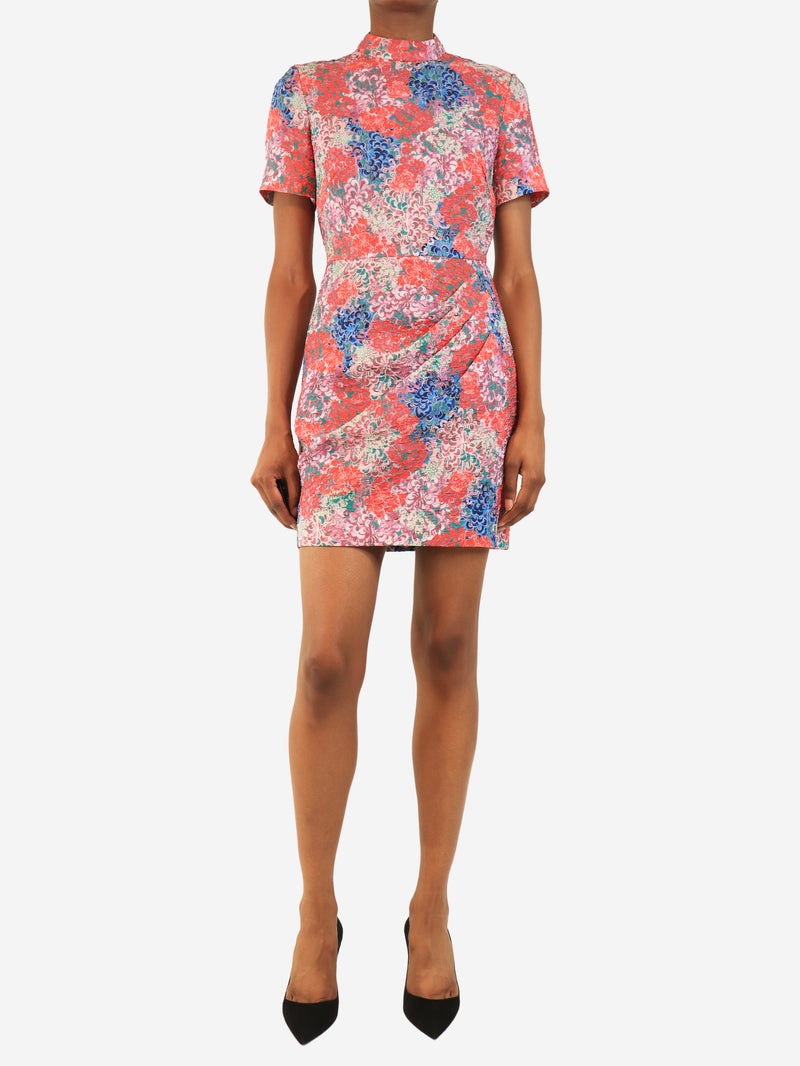 Multicolour floral mini dress - size UK 6