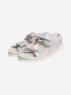 Multicolour Cruise 2022 pastel quilted sandals - size EU 37.5 Flat Sandals Chanel 
