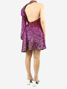 Halpern Purple one-shoulder sequin mini dress - size UK 12