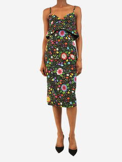 Black floral printed midi dress - size UK 6 Dresses Victoria Beckham 