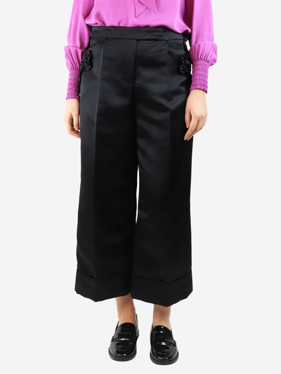 Black satin cropped trousers - size UK 12 Trousers Simone Rocha 
