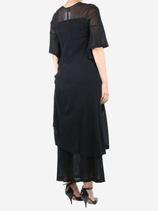 Morgane Le Fay Black asymmetric gathered midi dress and sheer skirt set - size M