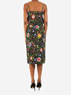Black floral printed midi dress - size UK 6 Dresses Victoria Beckham 