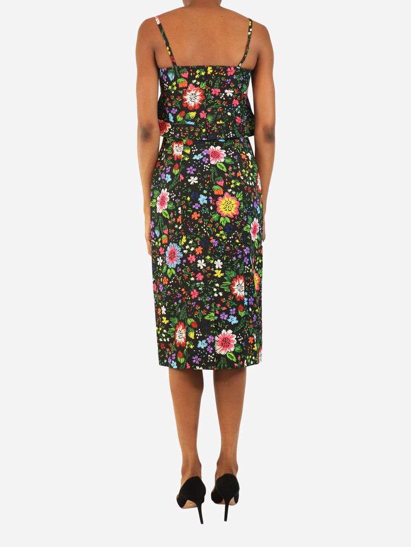 Black floral printed midi dress - size UK 6 Dresses Victoria Beckham 