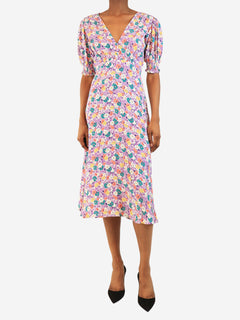 Purple Marie-Louise floral midi dress - size XS