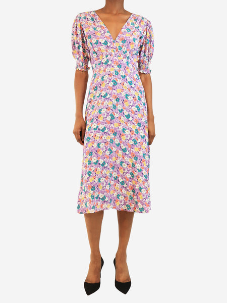 Purple Marie-Louise floral midi dress - size XS alternate image