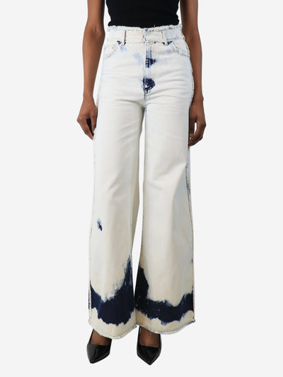 White bleached wash raw hem jeans - size UK 8 Denim Dior 