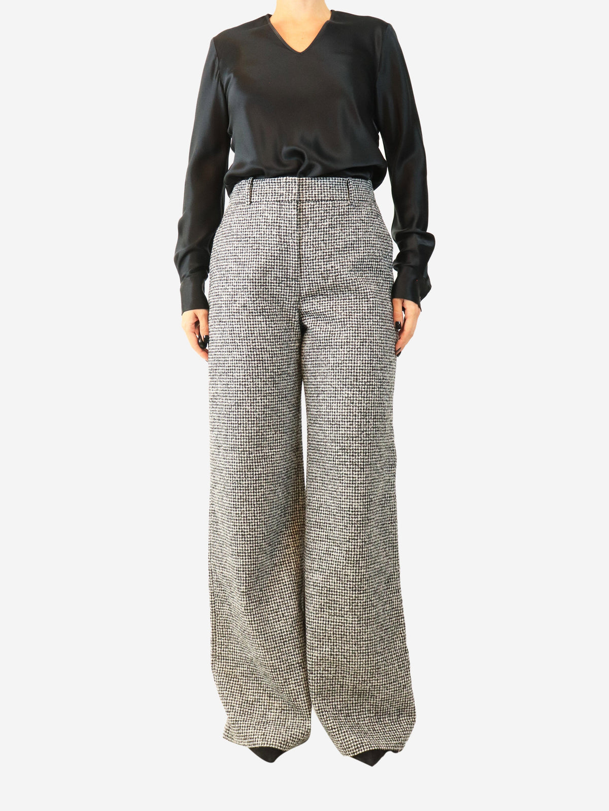 Black and white Houndstooth trousers - size UK 10 Trousers Ermanno Scervino 