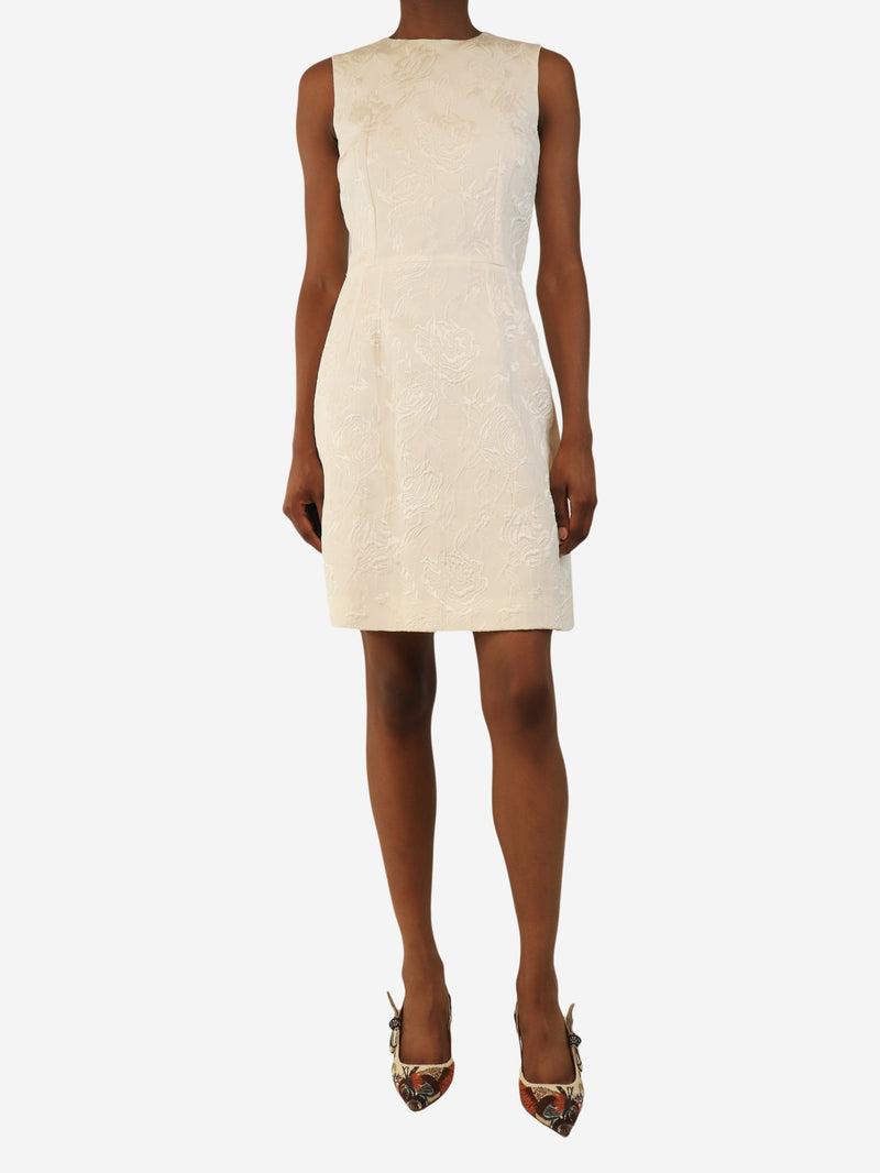 Ivory sleeveless floral jacquard mini dress - size UK 6 Dresses Dolce & Gabbana 