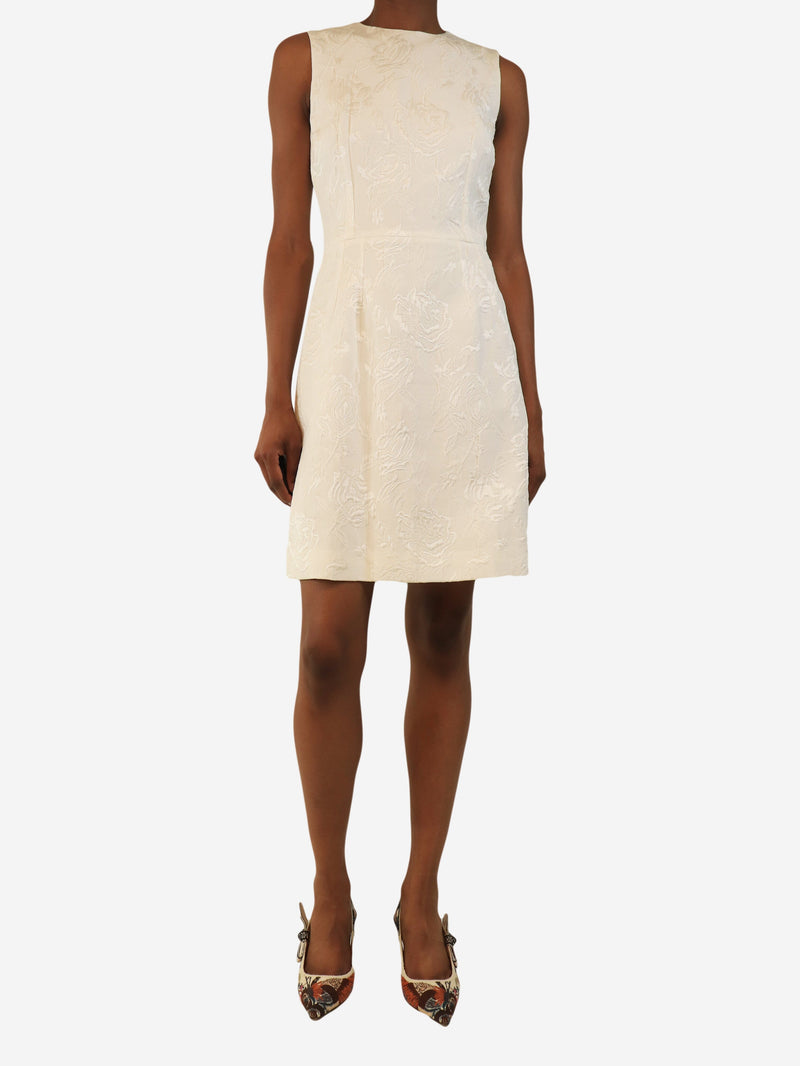 Ivory sleeveless floral jacquard mini dress - size UK 6 Dresses Dolce & Gabbana 